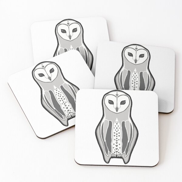Item preview, Lovely barn owl grey scale designed and sold by Almost Never.