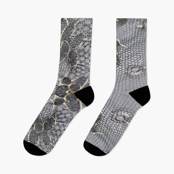 Item preview, Gold and Soft Grey Symmetric Floral Lace Pattern  designed and sold by LaceySkies.