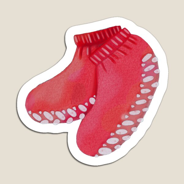 Red Grippy Socks Sticker for Sale by moldytofu