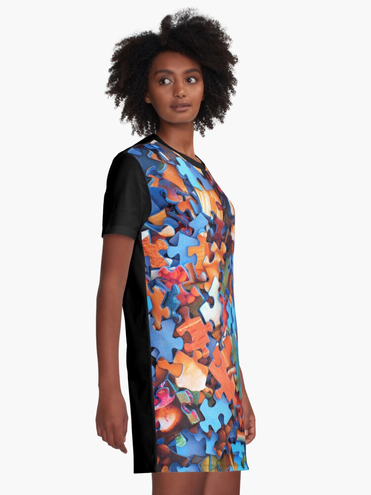 Alternate view of Jigsaw Puzzle Pieces Graphic T-Shirt Dress