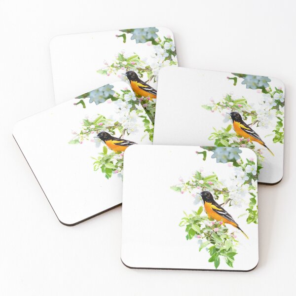 Item preview, Northern Orioles, shrubs, male animals, flowers, Black-naped Orioles (scientific name: Oriolus chinensis) are medium-sized finches. designed and sold by zenger2021.
