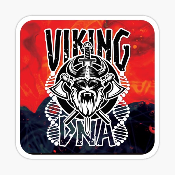 Viking DNA. Viking ancestry design with axe, sword and shield with DNA strands Sticker