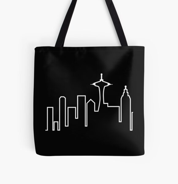 Retro Aesthetic Vinyl Record City Skyline Hipster Seattle Tote Bag