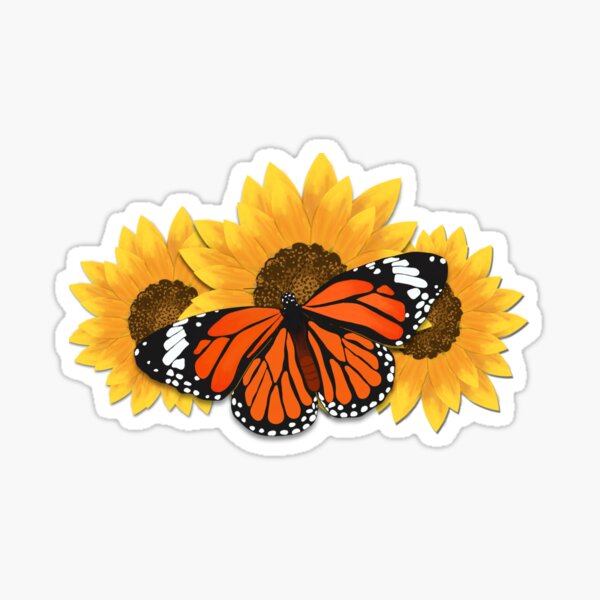 Sunflower Butterfly Decal - S0077 – Peachy Olive Glitters