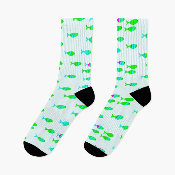 Item preview, Bright Fish Pattern with Pink, Green and Aqua Stripes designed and sold by tabbygun.