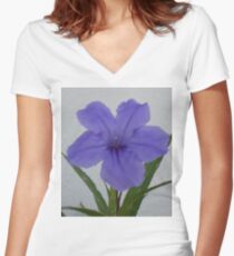 medium slateblue flower Fitted V-Neck T-Shirt