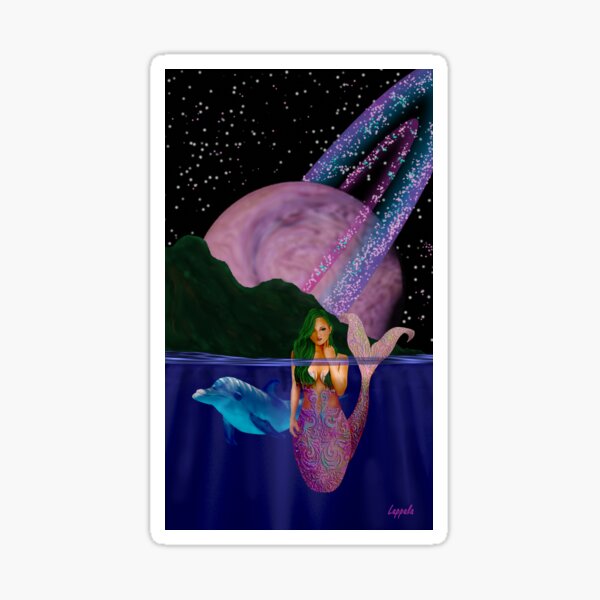 Mermaid in a Pink Universe Sticker