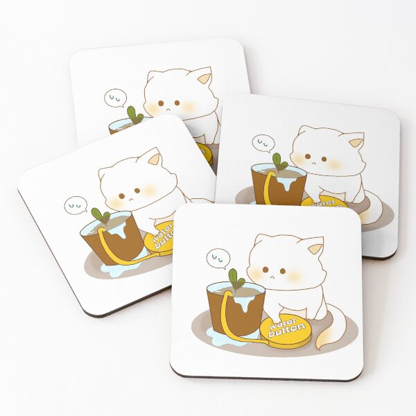 Item preview, white cat watering plant designed and sold by Faq-Qaf.