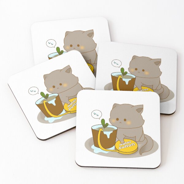 Item preview, black grey cat watering plant designed and sold by Faq-Qaf.