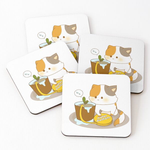 Item preview, calico cat watering plant designed and sold by Faq-Qaf.