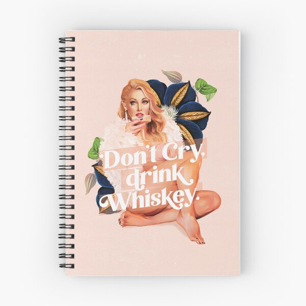Item preview, "Don't Cry, Drink Whiskey" Sexy Vintage Pin Up Girl Drinking In Lingerie designed and sold by The Whiskey Ginger Design Shop.