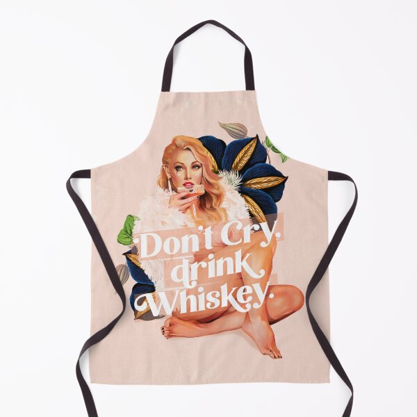 Item preview, "Don't Cry, Drink Whiskey" Sexy Vintage Pin Up Girl Drinking In Lingerie designed and sold by The Whiskey Ginger Design Shop.