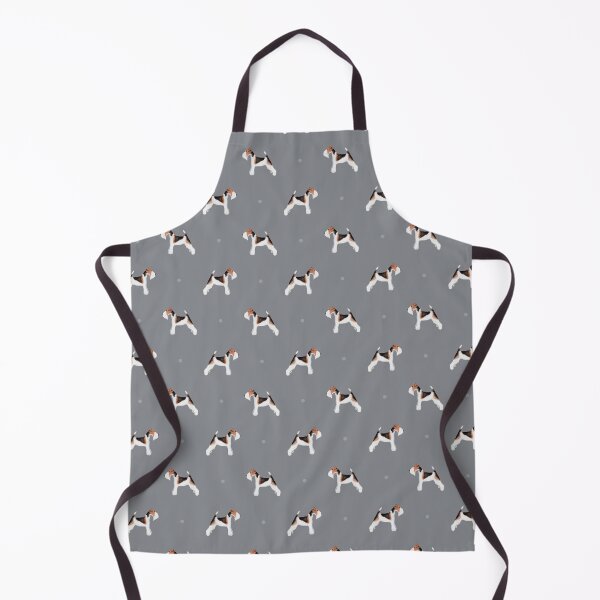 Item preview, Side facing fox terrier repeat pattern Soft Grey designed and sold by PawsomeGifts.