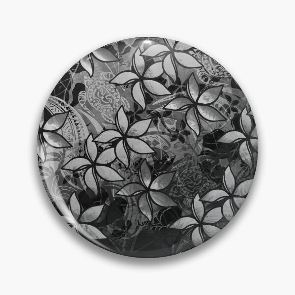 Artikelvorschau, Hawaiianischer Stammes-Plumeria-Druck mit schwarzer und weißer Tinte entworfen und verkauft von sunnthreads.