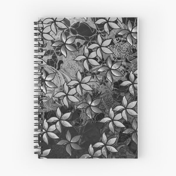 Artikelvorschau, Hawaiianischer Stammes-Plumeria-Druck mit schwarzer und weißer Tinte entworfen und verkauft von sunnthreads.