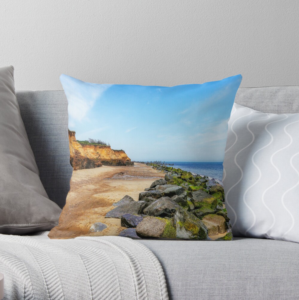 Happisburgh beach Throw Pillow