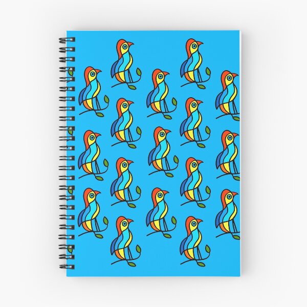 Item preview, Color Birds on a Twigs on Blue Board "Paper Drawings/Paintings"  designed and sold by Istvan Ocztos.