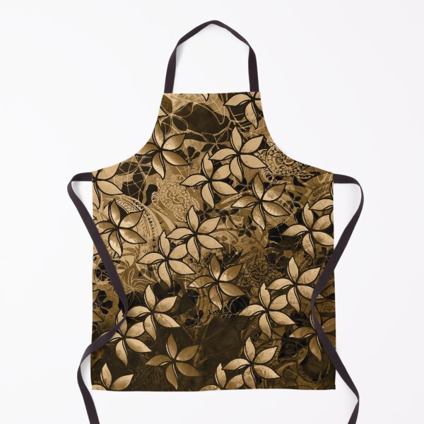 Item preview, Golden Ink Hawaiian Tribal Plumeria Print designed and sold by sunnthreads.