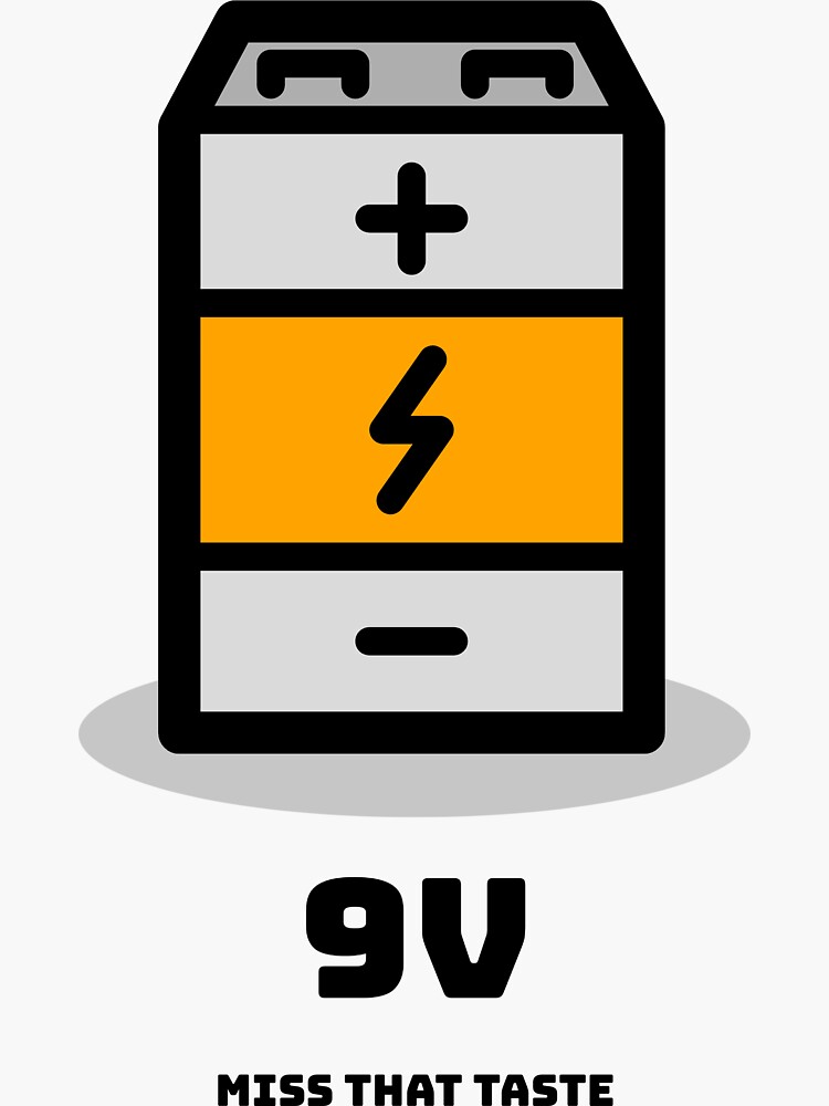 "Battery 9V electric shock tongue " Sticker for Sale by Errorinsystem