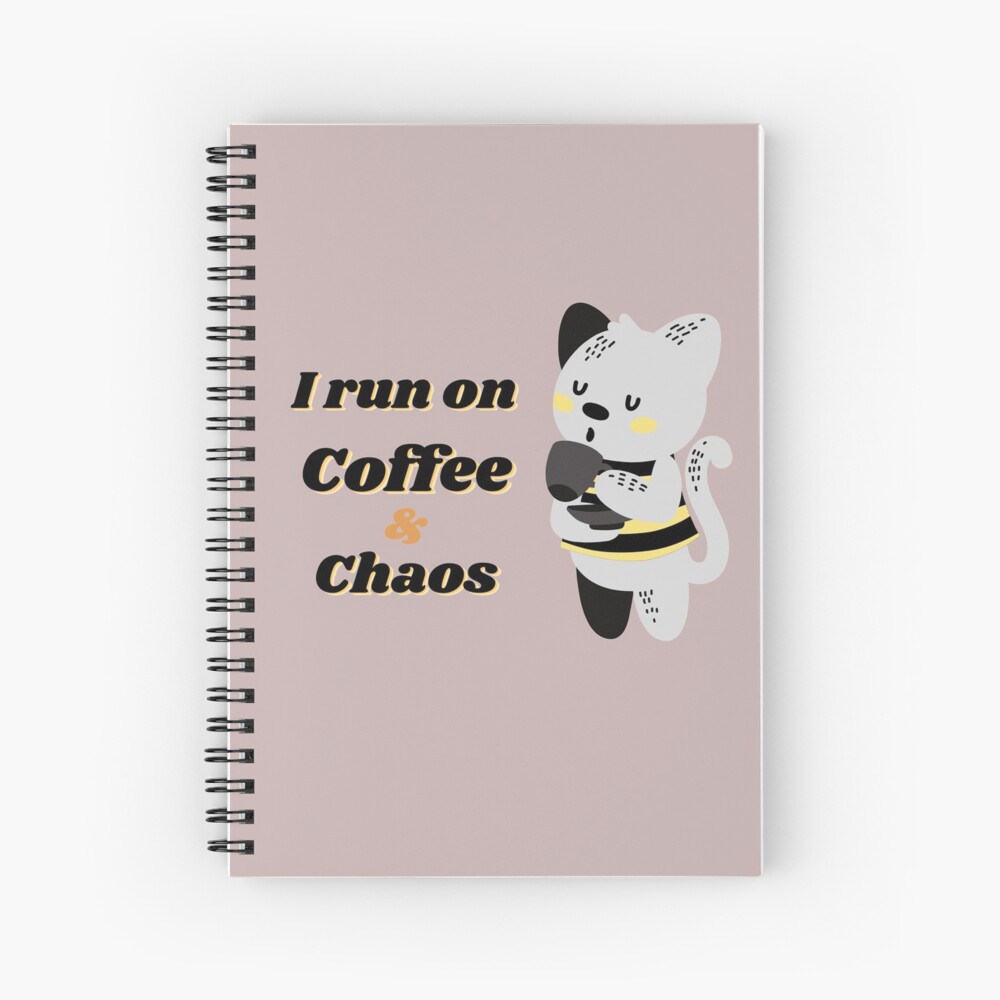 I Run on Coffee And Chaos - Cat Yoga Spiral Notebook