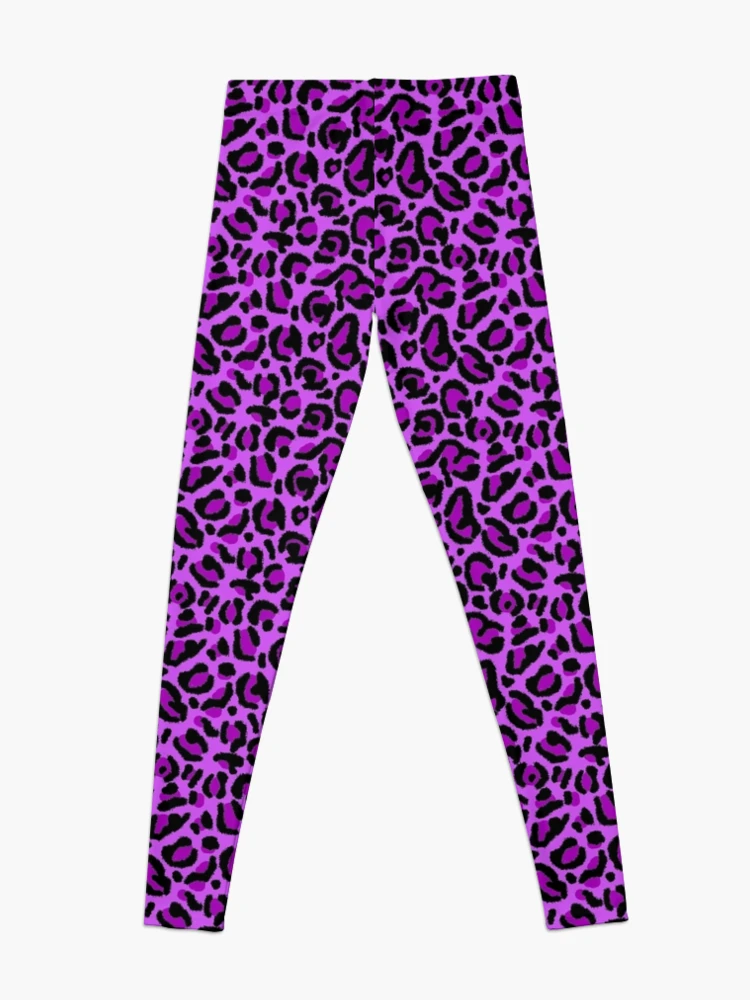 Purple and Leopard Print Lace Leggings With Cutouts Small or 