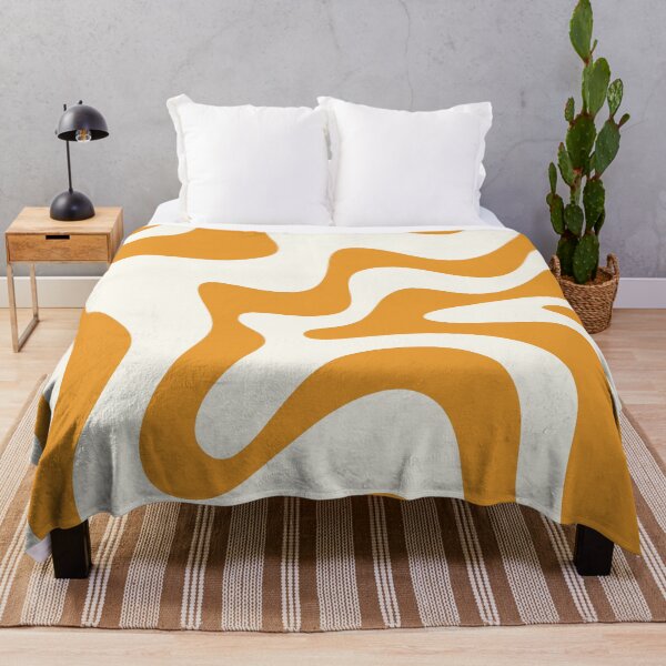 Item preview, Retro Liquid Swirl Abstract Pattern Square in Orange Ochre and Cream designed and sold by kierkegaard.