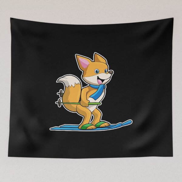 Item preview, Fox as Skier with Ski & Ski poles designed and sold by Snabdesign84.