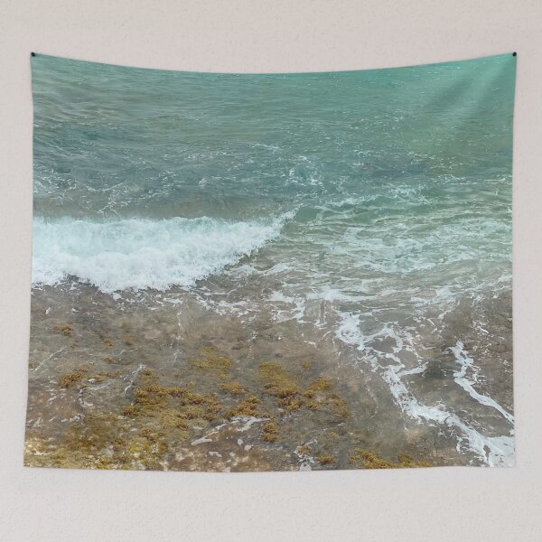 Item preview, Aesthetic Pastel Blue Crashing Waves With Ocean Foam designed and sold by Barolina.
