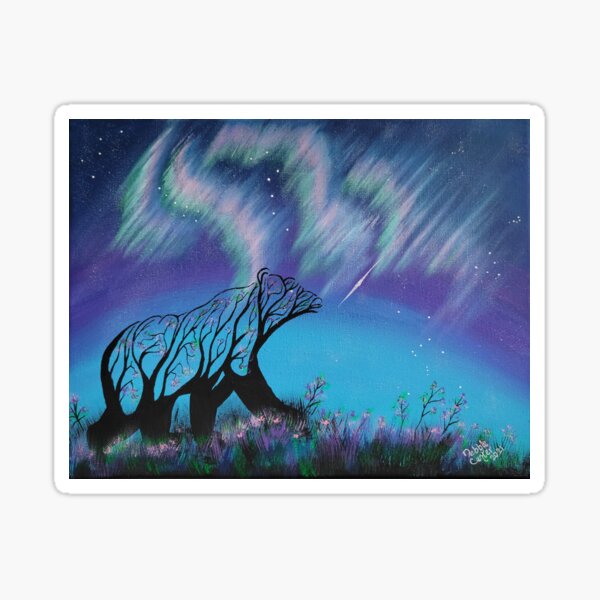 Harmony Trees: Bear Branching into the Aurora Sticker