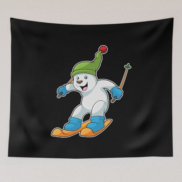 Item preview, Polar bear as Skier with Ski & Bobble hat designed and sold by Snabdesign84.
