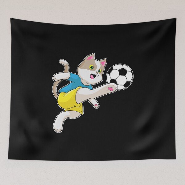 Aperçu de l'œuvre Cat as Soccer player with Soccer ball créée et vendue par Snabdesign84.