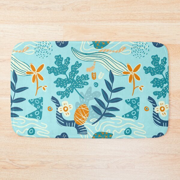 Item preview, Blue leaves pattern design. Hand drawn, retro style designed and sold by GreissDesign.