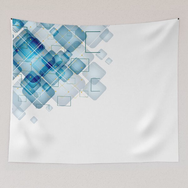 Item preview, Blue abstract geometrical cubes  designed and sold by Moonlight-Art-.