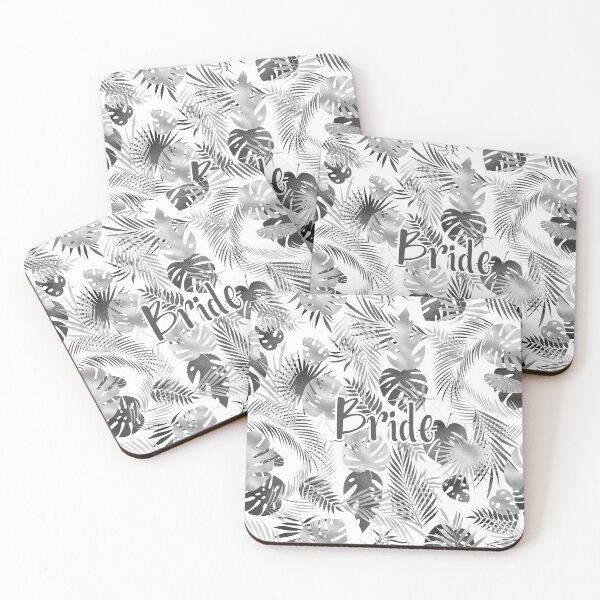 Item preview, Aloha Tropical Wedding Bride Leaves Black and White designed and sold by CoolYule.