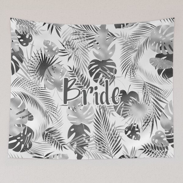 Item preview, Aloha Tropical Wedding Bride Leaves Black and White designed and sold by CoolYule.