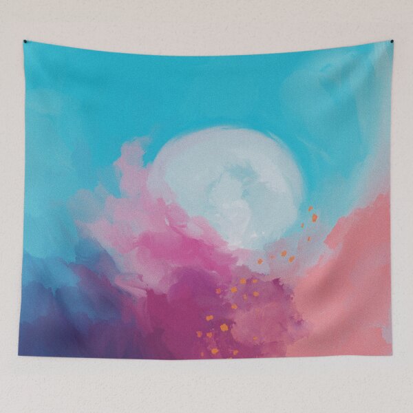 Item preview, Abstract Dreamy Full Moon - Pink Blue Painting by Morgan Harper Nichols designed and sold by morgansgoods.