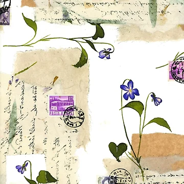 Artwork thumbnail, Scripted Purple and Blue Flowers and Scripted Notes Pattern by Shadowlight21