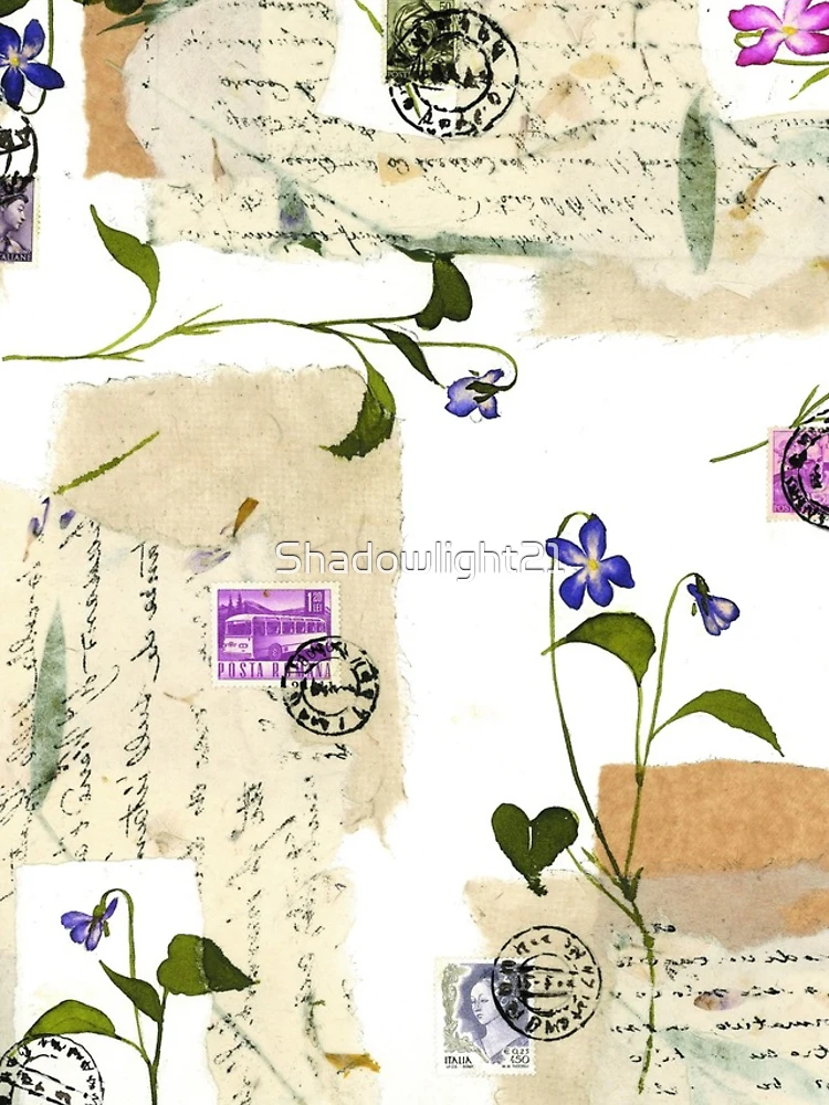 Thumbnail 4 of 4, iPhone Case, Scripted Purple and Blue Flowers and Scripted Notes Pattern designed and sold by Shadowlight21.