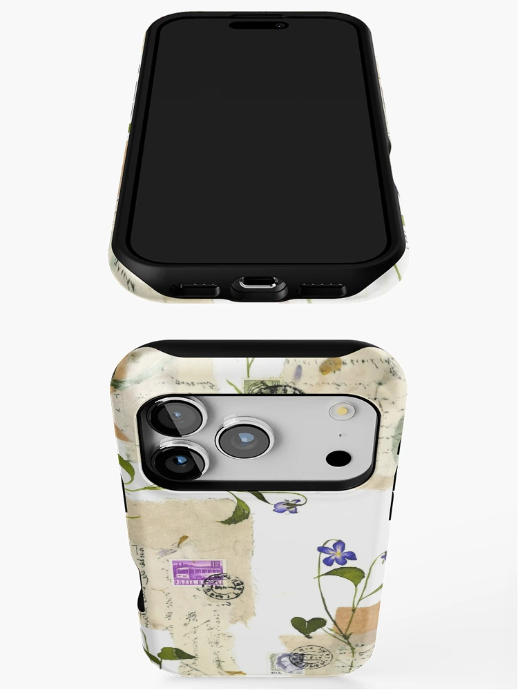 Thumbnail 3 of 4, iPhone Case, Scripted Purple and Blue Flowers and Scripted Notes Pattern designed and sold by Shadowlight21.