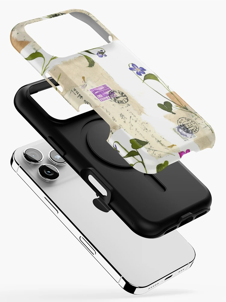 Thumbnail 2 of 4, iPhone Case, Scripted Purple and Blue Flowers and Scripted Notes Pattern designed and sold by Shadowlight21.