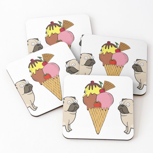 Item preview, pugs with ice cream designed and sold by keckza24.