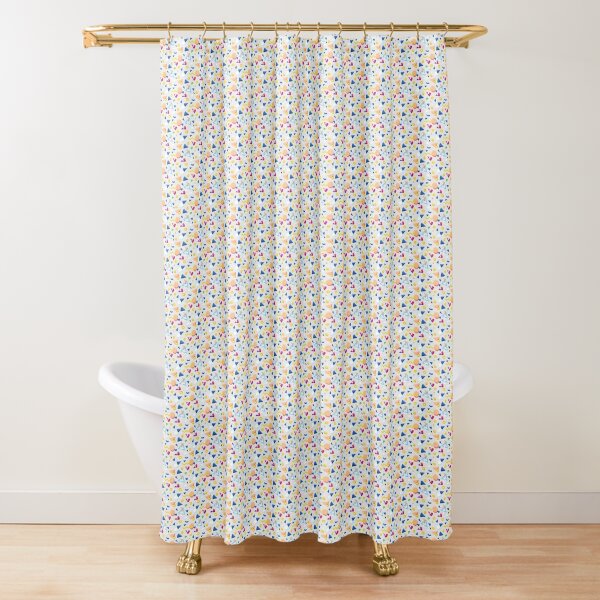 Ruran Watercolor Floral Shower Curtain, Blue And Green Shower Curtain Teal And White Shower Curtains, Rustic Spring Shower Curtain With 12 Hooks, Wate