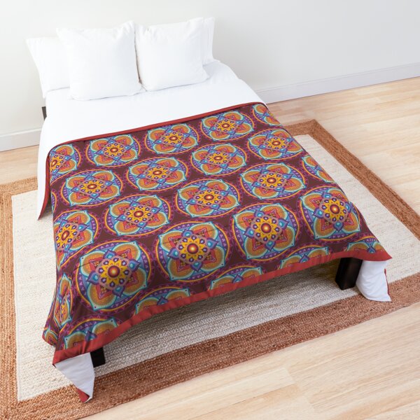 Textile pattern mandala 4 castles Comforter