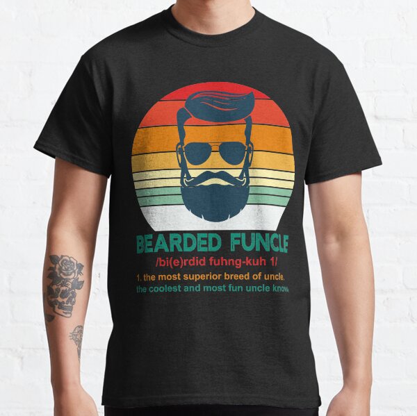 Vintage Bearded Funcle Fun Bearded Uncle Definition Classic T-Shirt