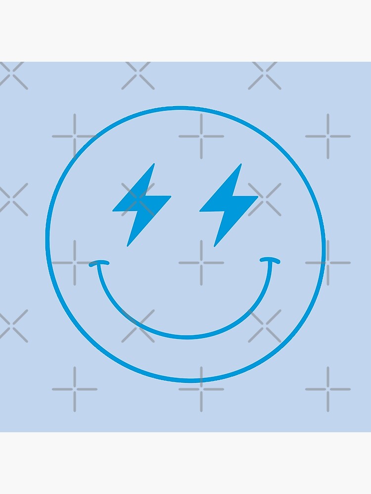 Blue Smiley Lightning Bolt Face