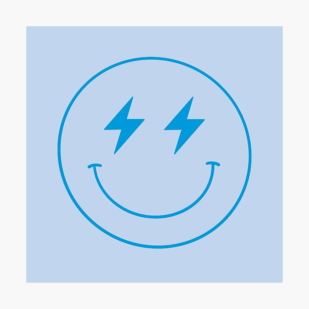 Blue Smiley Lightning Bolt Face