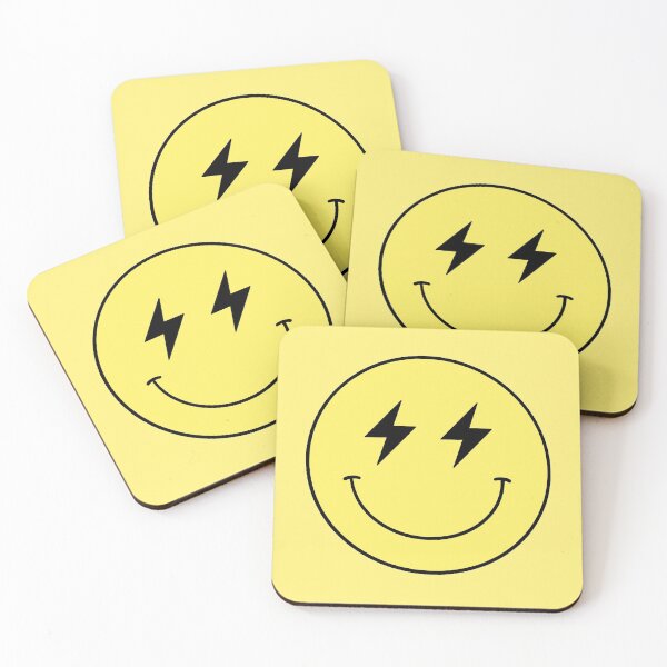 Item preview, Yellow and Black Smiley Lightning Bolt Face designed and sold by jessicaleah15.