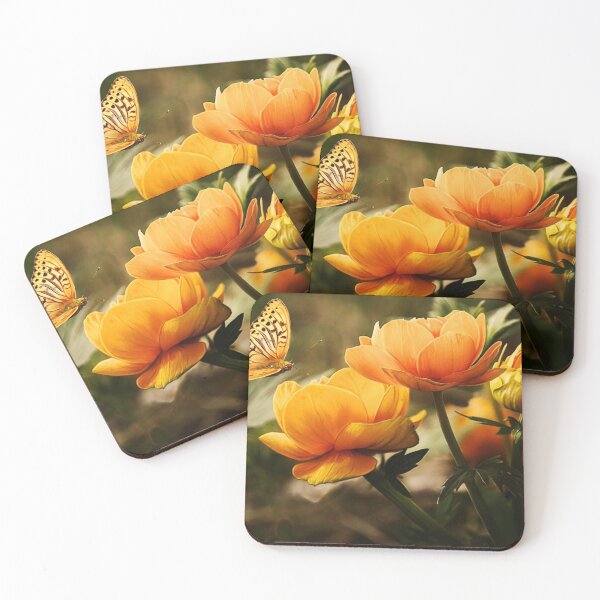Item preview, orange butterfly on flowers designed and sold by RBDESIGN SHOP.