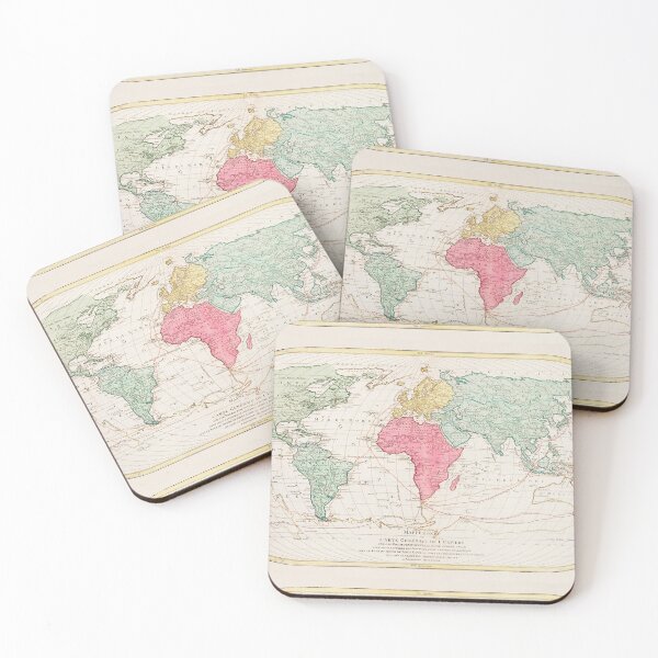 Item preview, Vintage World Map Map (1782) by Mathieu Albert Lotter designed and sold by Designedbysm.