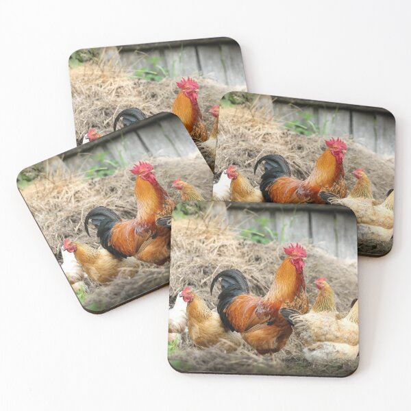 Item preview, Colorful Rooster with Chickens designed and sold by RBDESIGN SHOP.